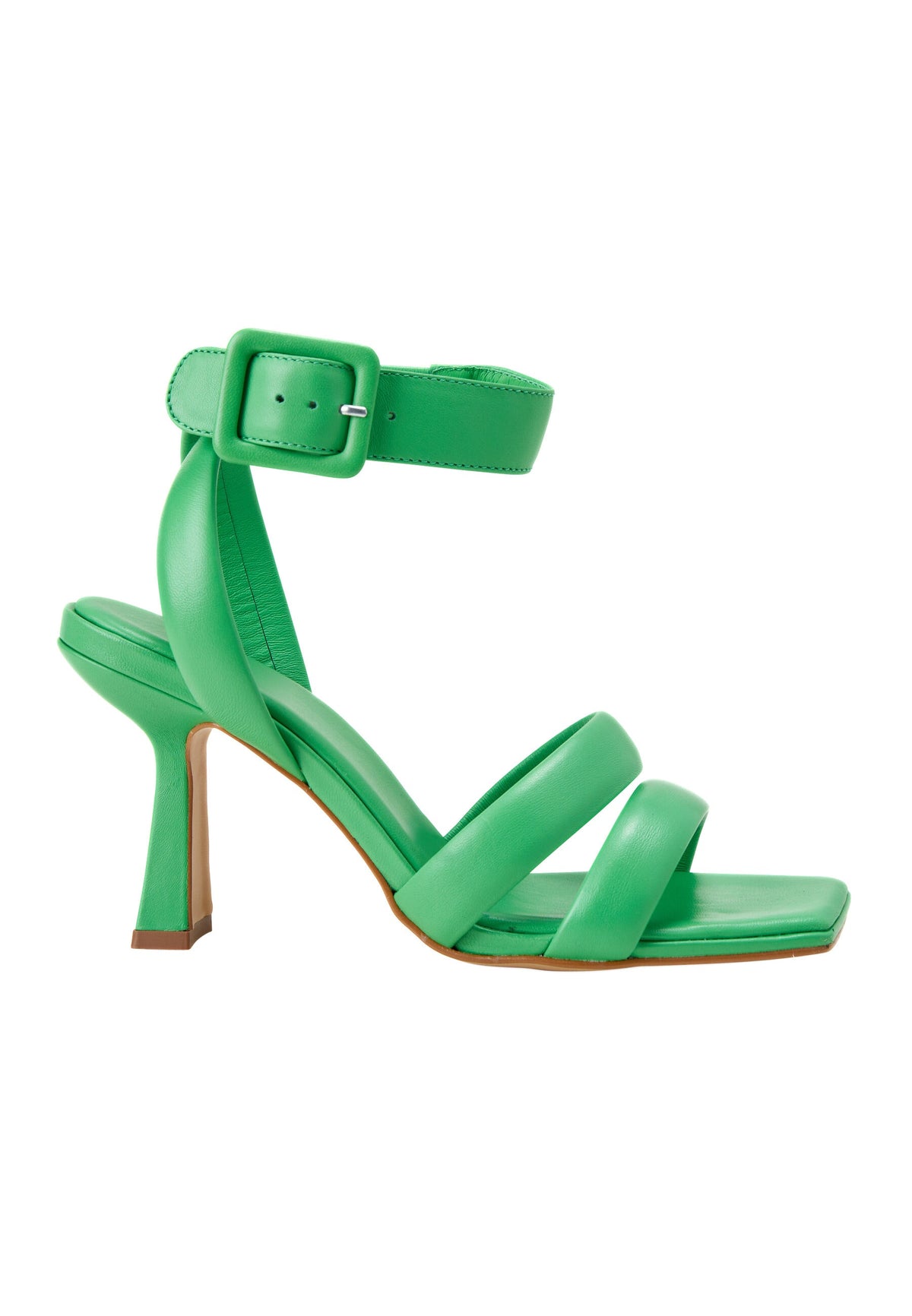 Uvaia Calf Green Leather Sandals – 8.5cm Sculpted Heel-0