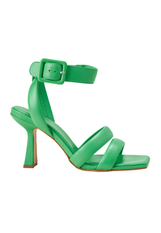 Uvaia Calf Green Leather Sandals – 8.5cm Sculpted Heel-0