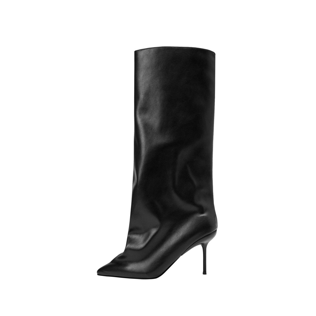 Black Wide Fit Knee High Stiletto Boots-2