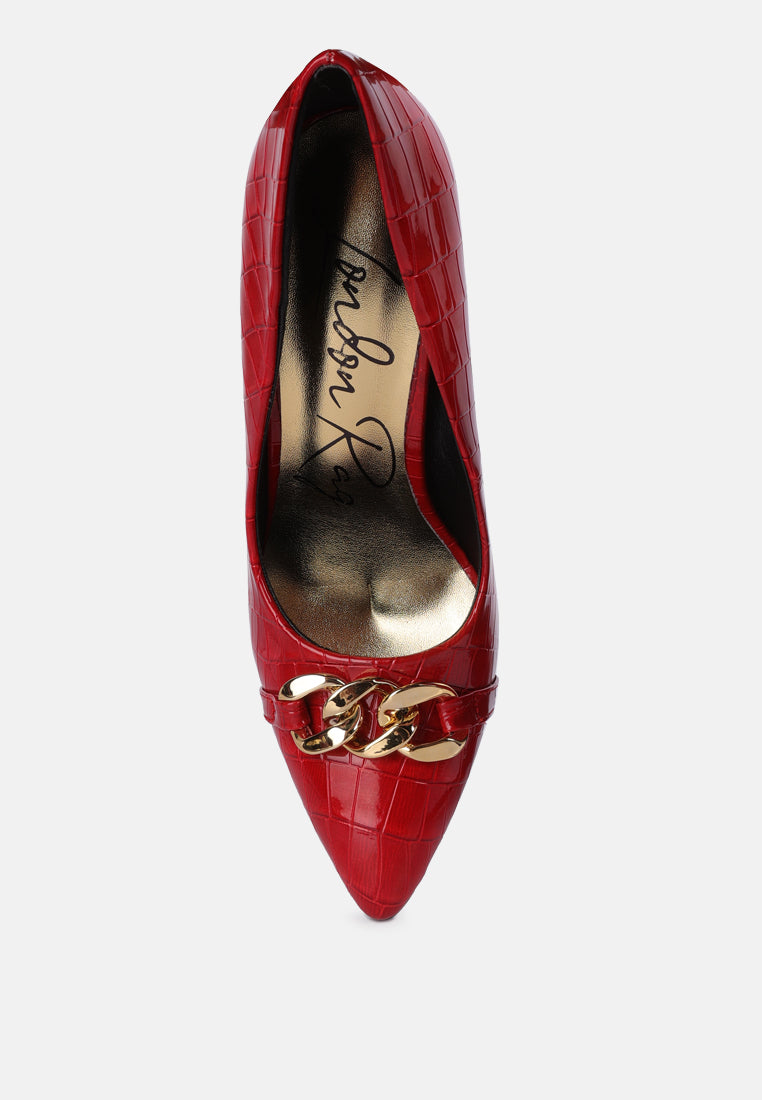 Fanfare Croc Stiletto Pump Heels-4