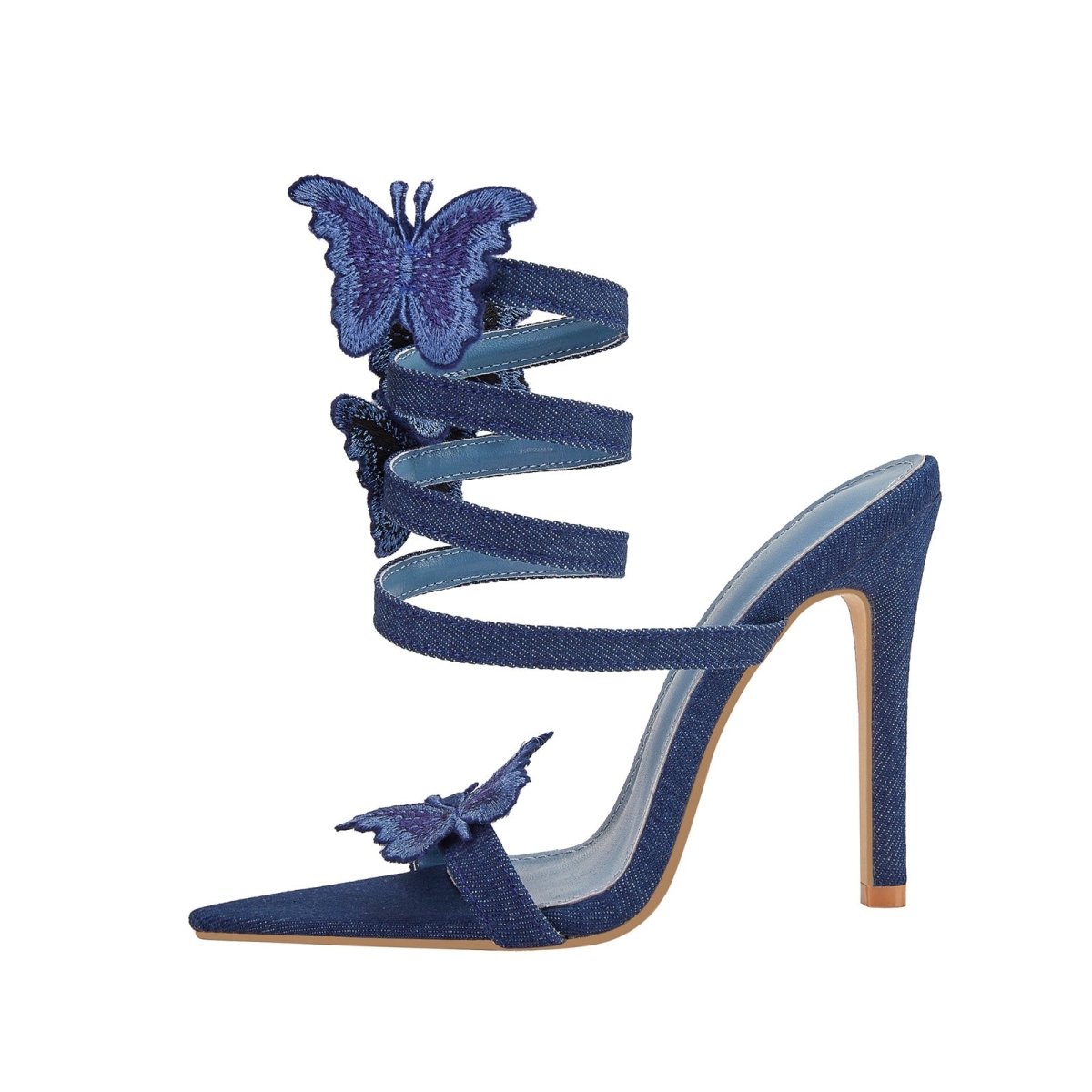 Sweet Butterfly Navy Blue Sandals with Detachable Straps-3