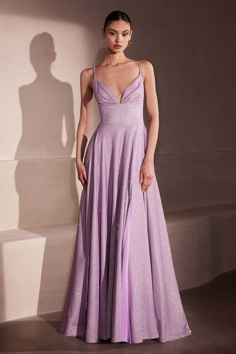 A-line dress with deep V-neck and spaghetti straps-5